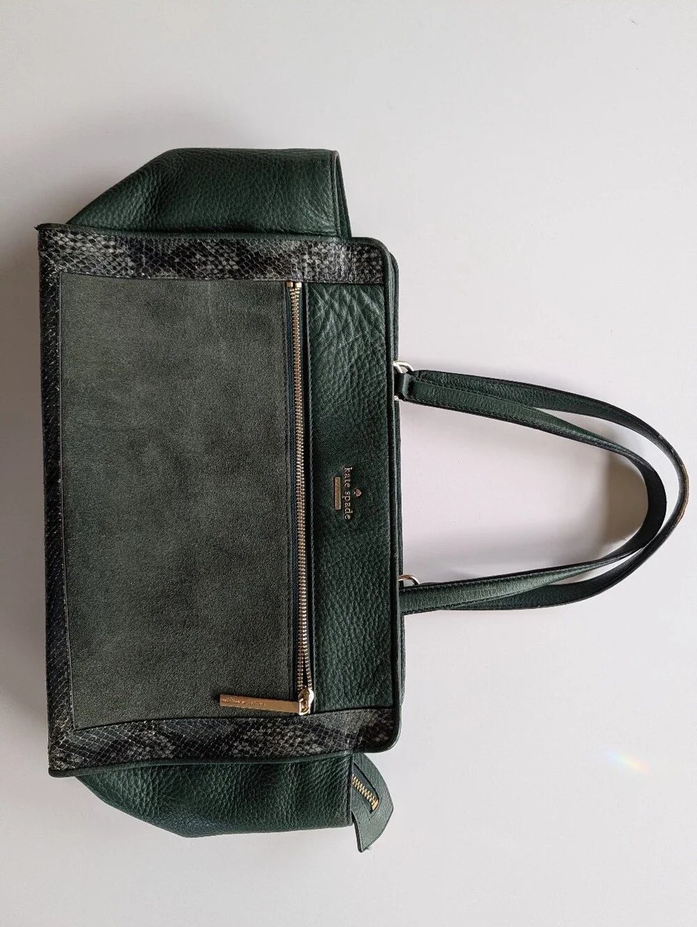 Kate Spade NY Chatham Lane Harlan Satchel 💚Leather Suede Bag Forest Green